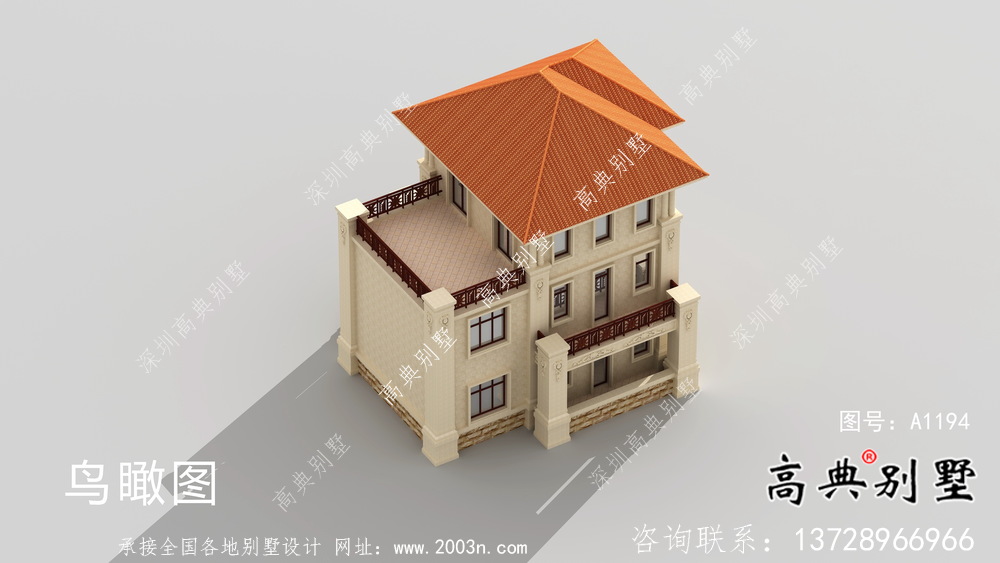歐式風格新農村房屋設計圖，效果圖