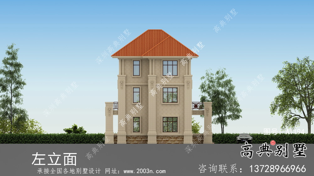 歐式風格新農村房屋設計圖，效果圖