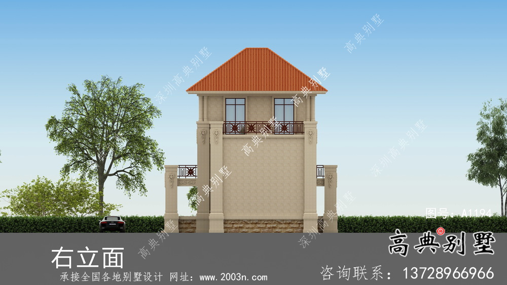 歐式風格新農村房屋設計圖，效果圖