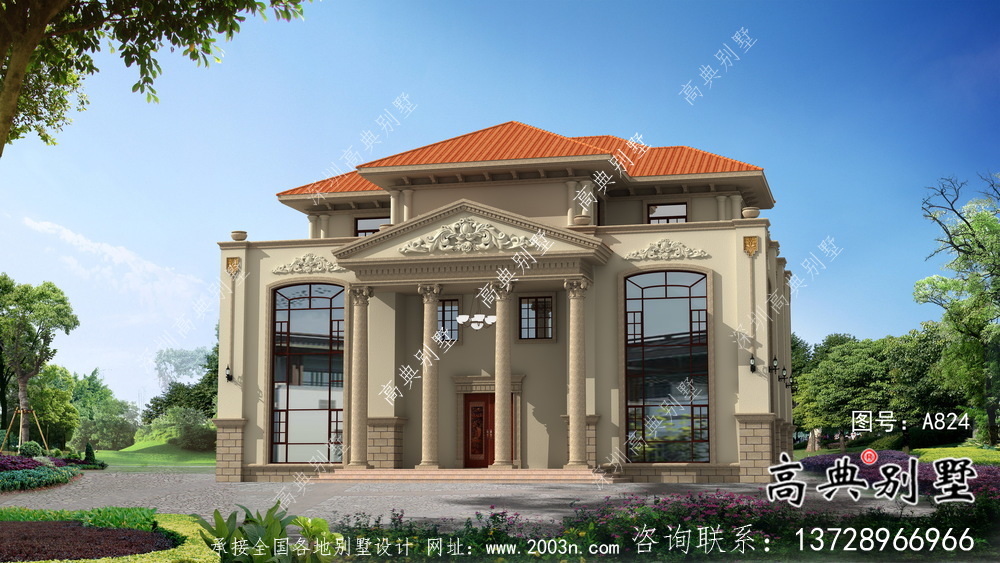 雙拼三層歐式農村自建別墅設計圖紙大全