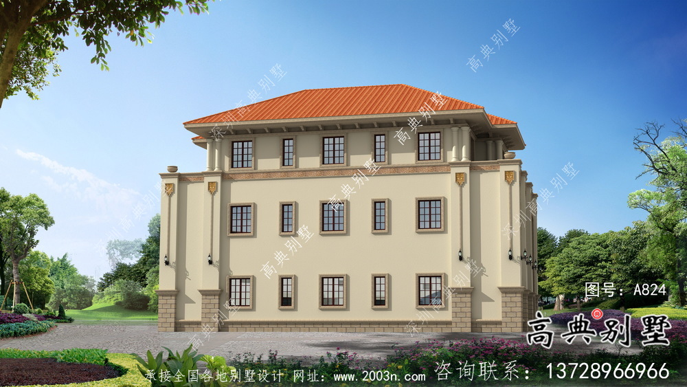 雙拼三層歐式農村自建別墅設計圖紙大全