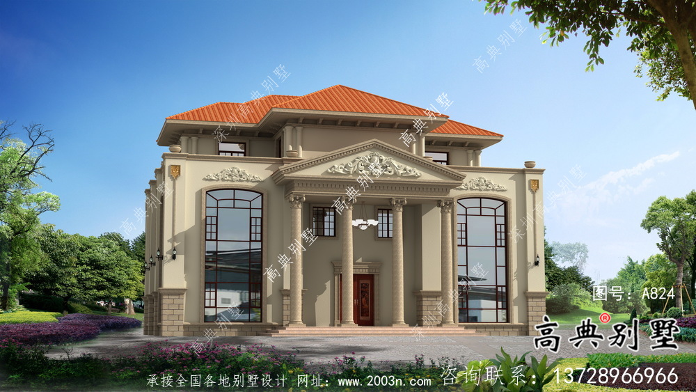 雙拼三層歐式農村自建別墅設計圖紙大全