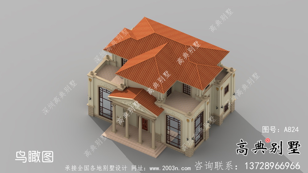 雙拼三層歐式農村自建別墅設計圖紙大全