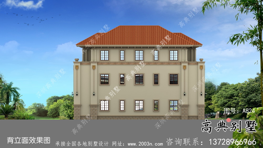 雙拼三層歐式農村自建別墅設計圖紙大全