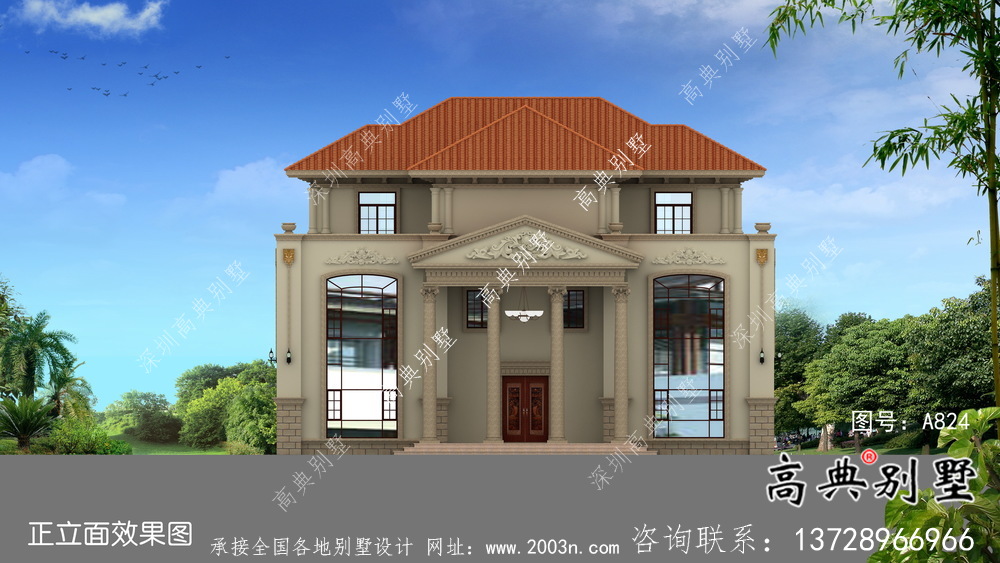 雙拼三層歐式農村自建別墅設計圖紙大全