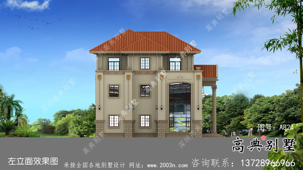 雙拼三層歐式農村自建別墅設計圖紙大全