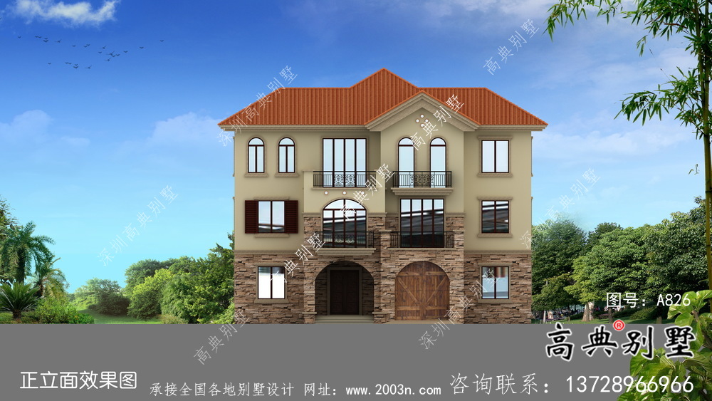 農村三層歐式風格別墅全套設計圖