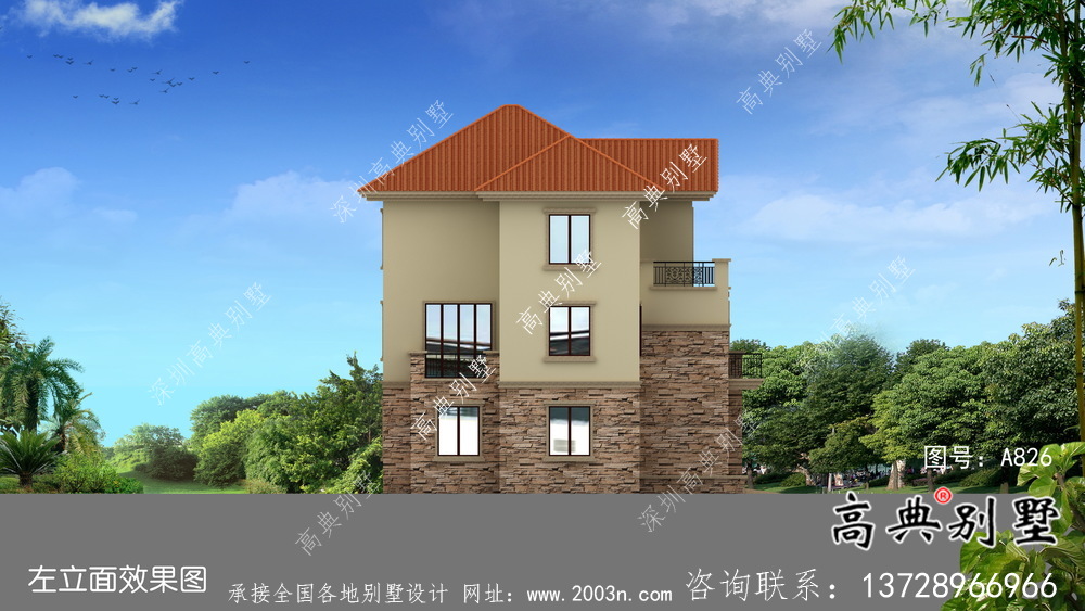 農村三層歐式風格別墅全套設計圖