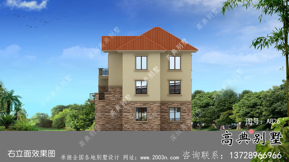 農村三層歐式風格別墅全套設計圖
