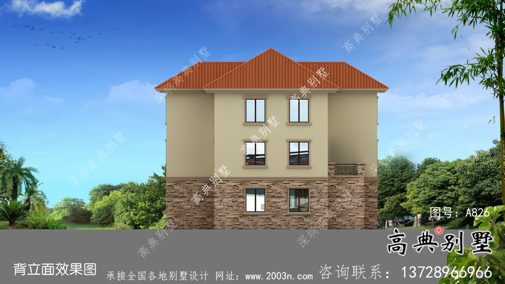 農村三層歐式風格別墅全套設計圖
