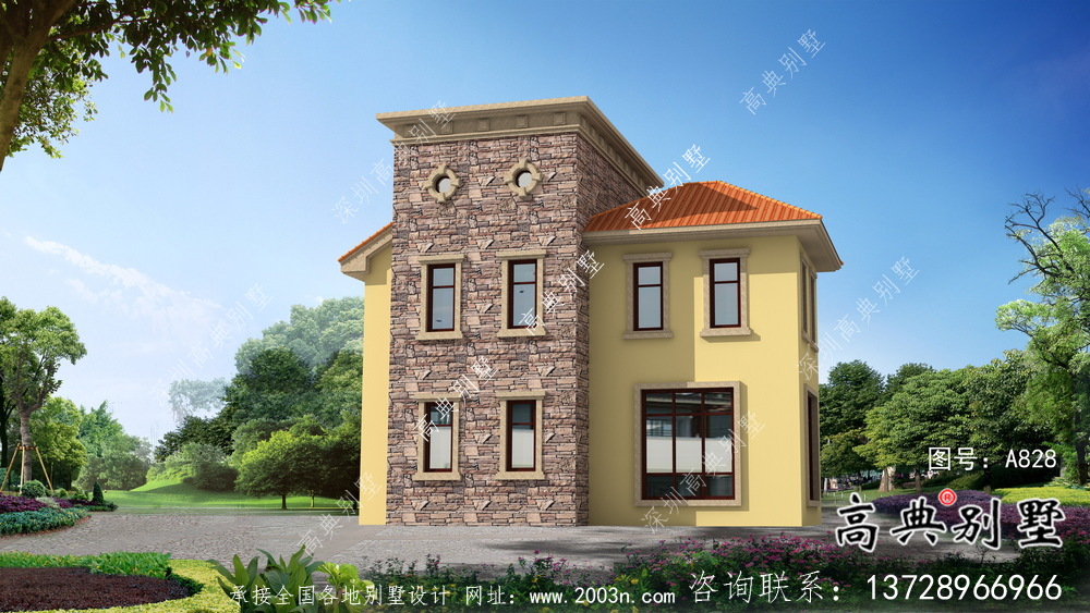 三層優雅歐式古典鄉村別墅設計圖及效果工程圖紙