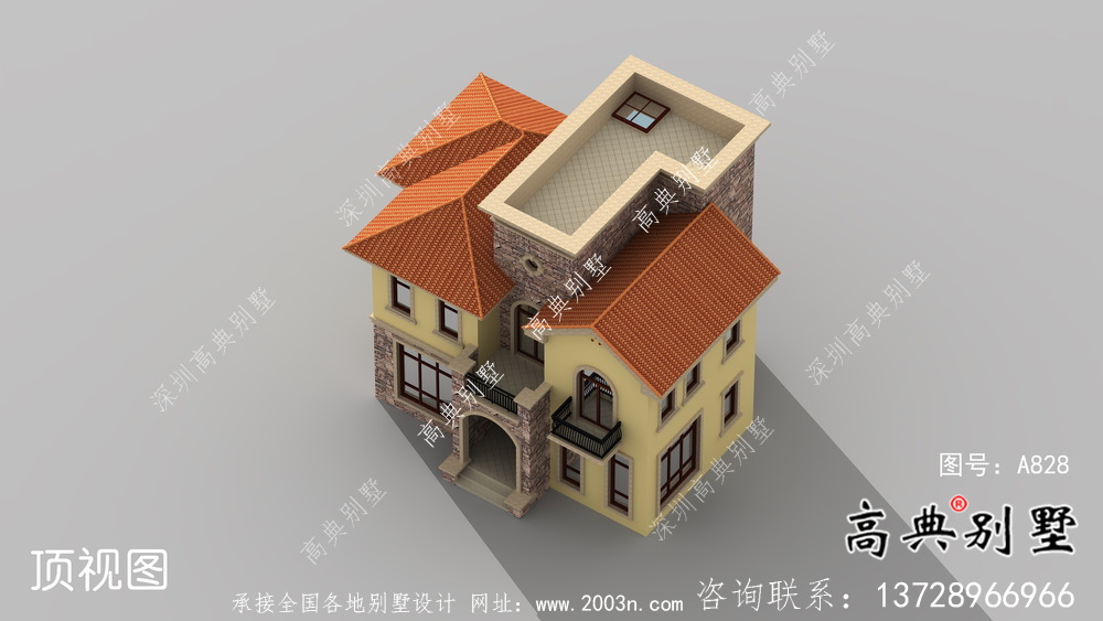 三層優雅歐式古典鄉村別墅設計圖及效果工程圖紙