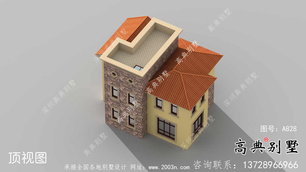 三層優雅歐式古典鄉村別墅設計圖及效果工程圖紙