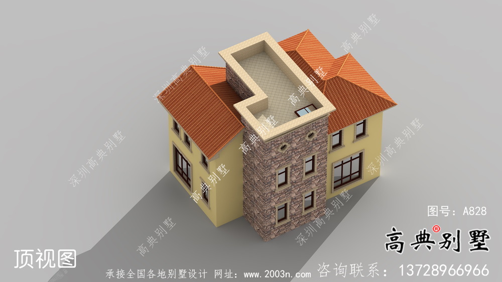 三層優雅歐式古典鄉村別墅設計圖及效果工程圖紙
