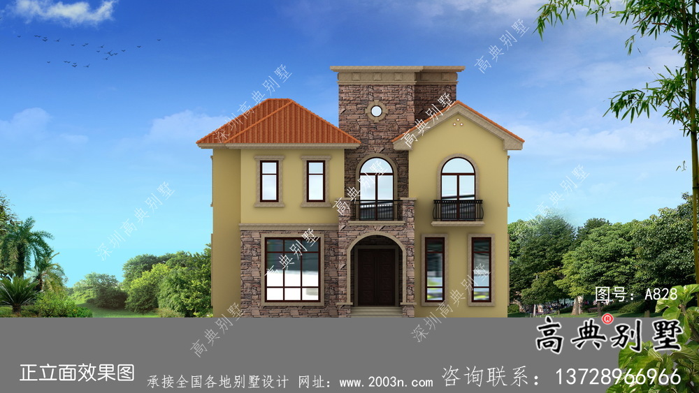 三層優雅歐式古典鄉村別墅設計圖及效果工程圖紙