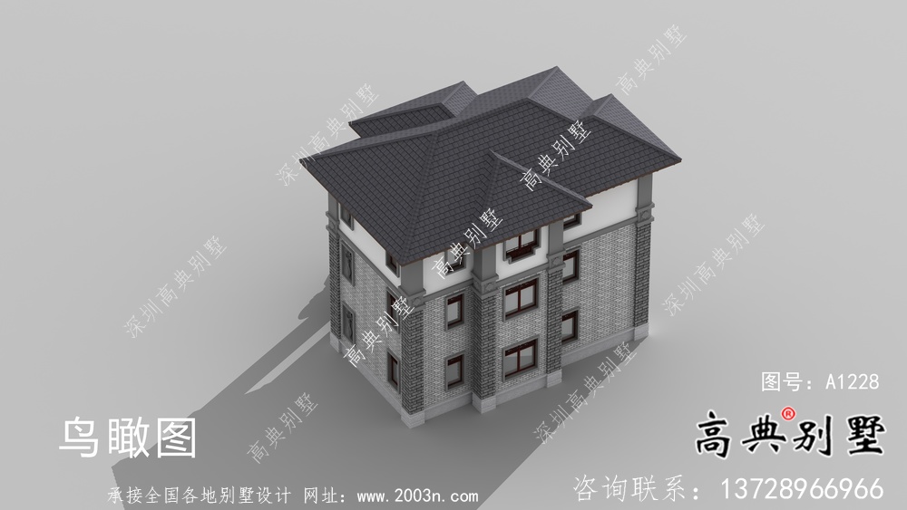 新農(nóng)村三層新中式風(fēng)格別墅戶型設(shè)計圖+效果圖