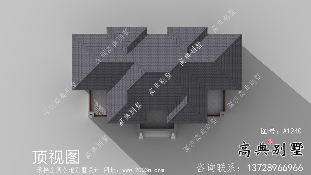 三層鄉村新中式雙拼住宅設計圖