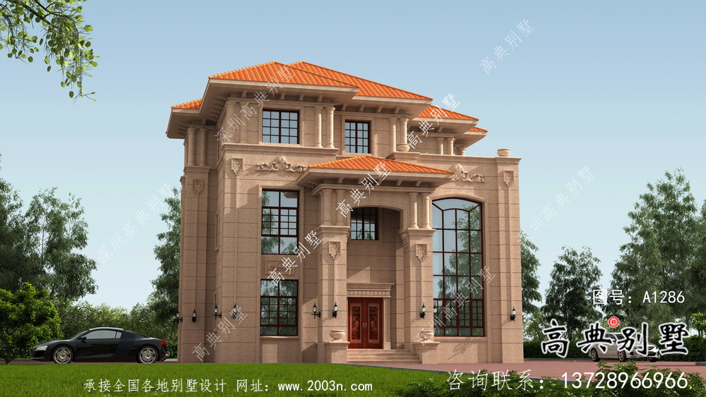 三層豪華大氣歐式風格別墅建筑設計