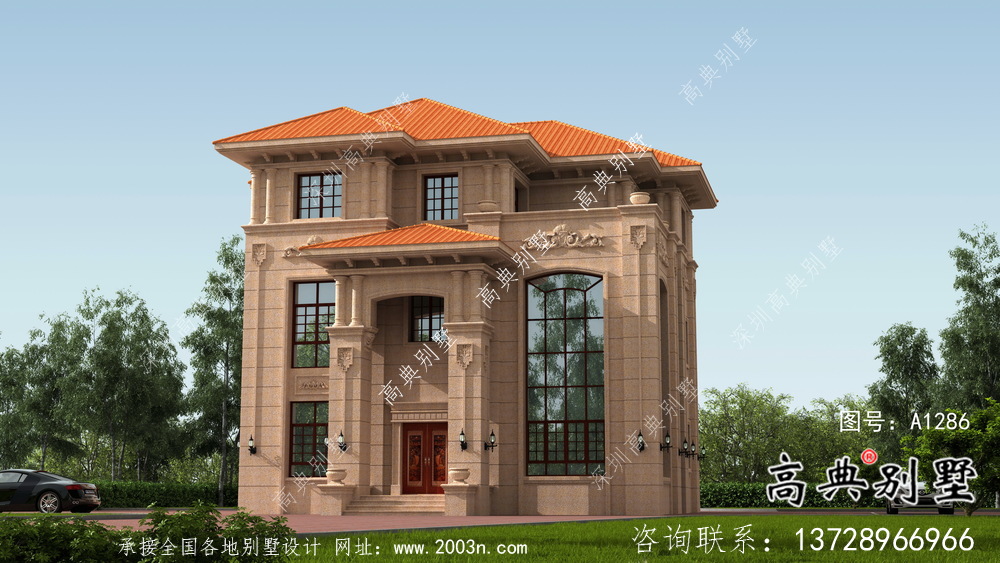 三層豪華大氣歐式風格別墅建筑設計