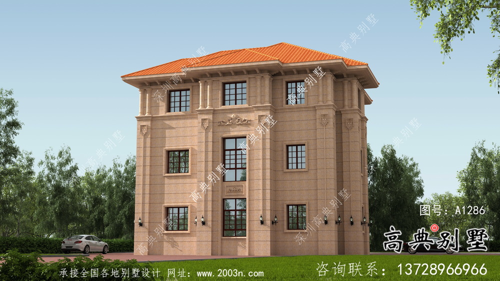 三層豪華大氣歐式風格別墅建筑設計