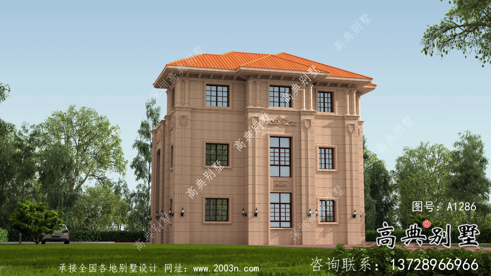 三層豪華大氣歐式風格別墅建筑設計