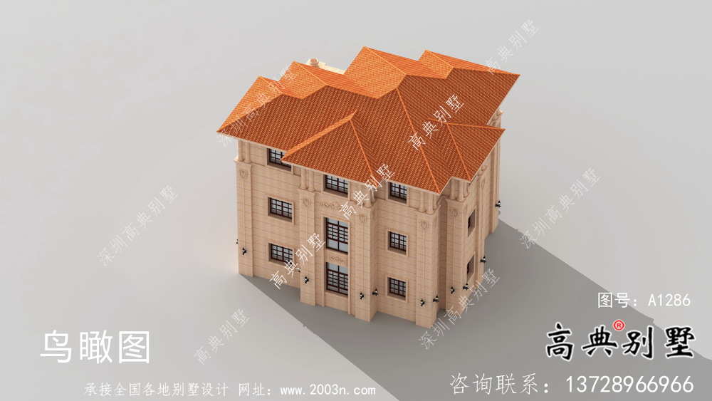 三層豪華大氣歐式風格別墅建筑設計
