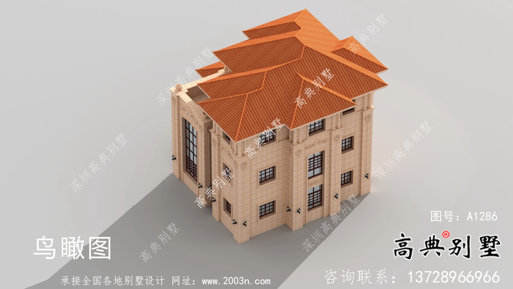 三層豪華大氣歐式風格別墅建筑設計