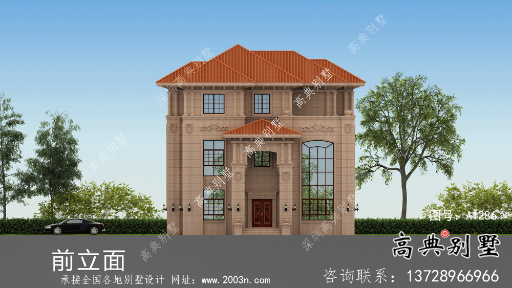 三層豪華大氣歐式風格別墅建筑設計