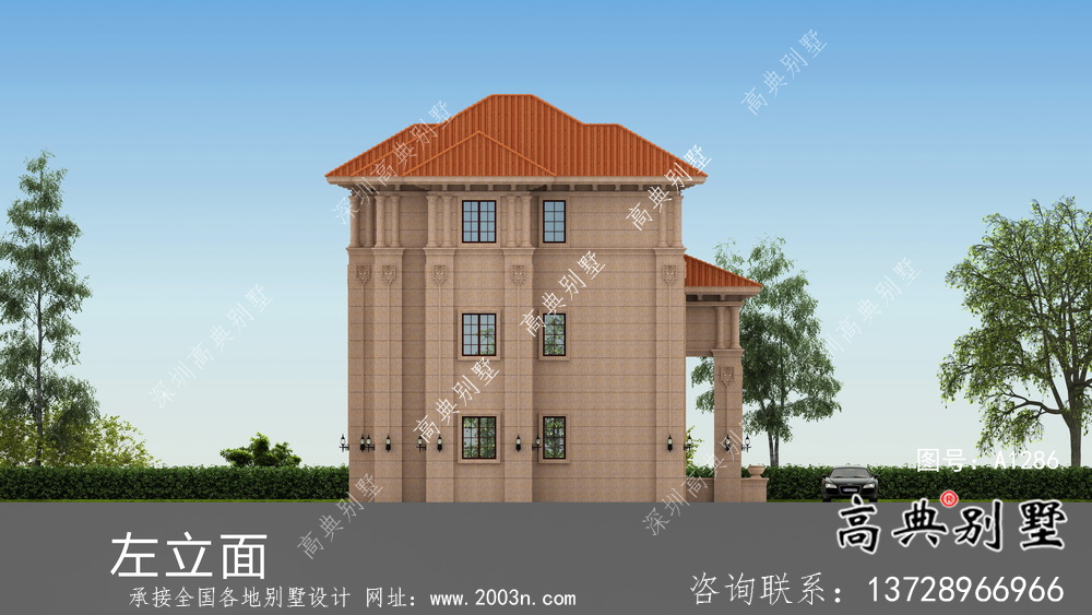三層豪華大氣歐式風格別墅建筑設計