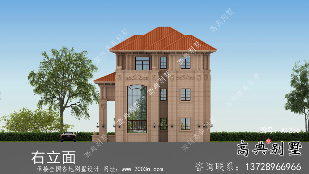 三層豪華大氣歐式風格別墅建筑設計