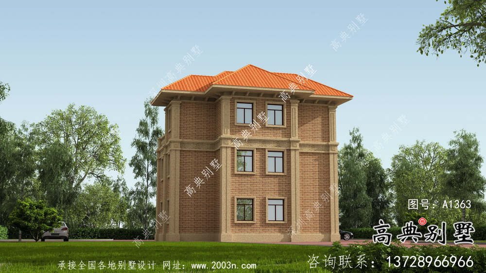 豪華三層復式帶露臺的歐式風格別墅建筑設計