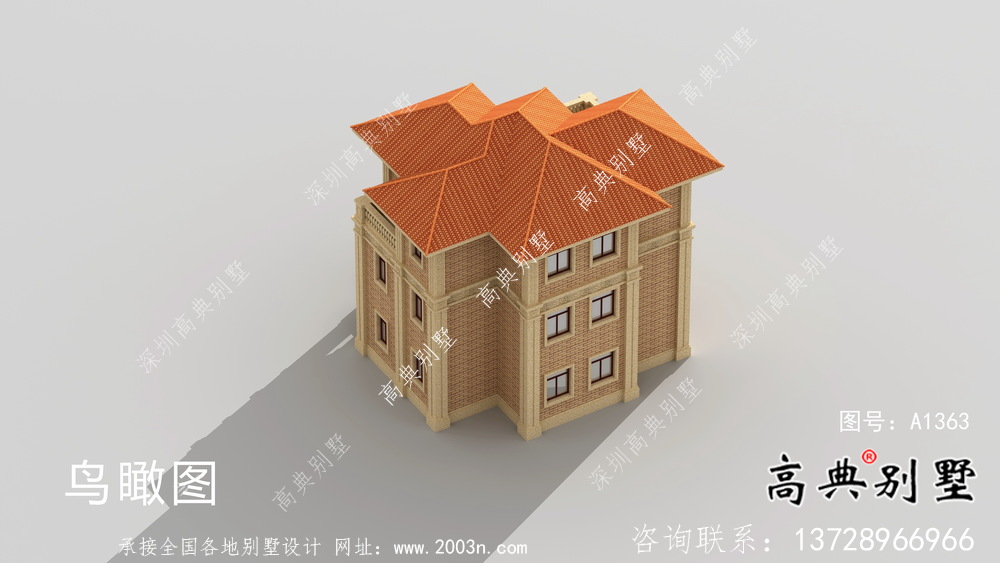 豪華三層復式帶露臺的歐式風格別墅建筑設計