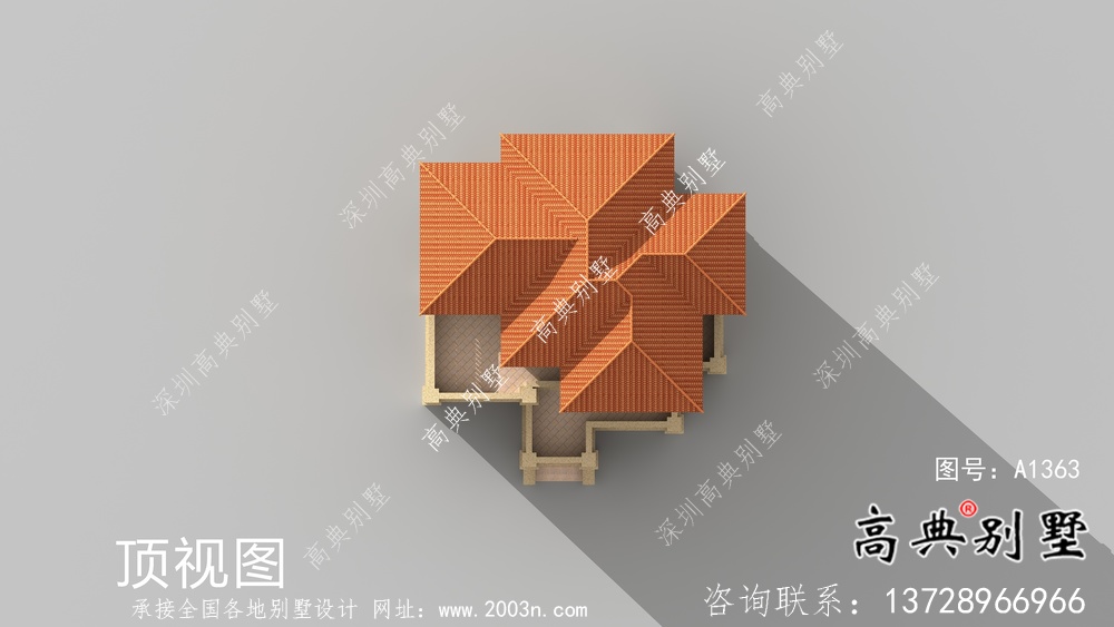 豪華三層復式帶露臺的歐式風格別墅建筑設計