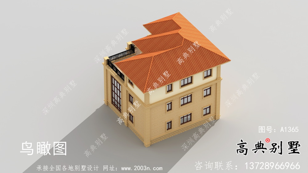 三層復式帶露臺的歐式風格別墅效果圖