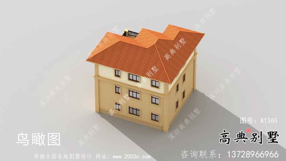 三層復式帶露臺的歐式風格別墅效果圖