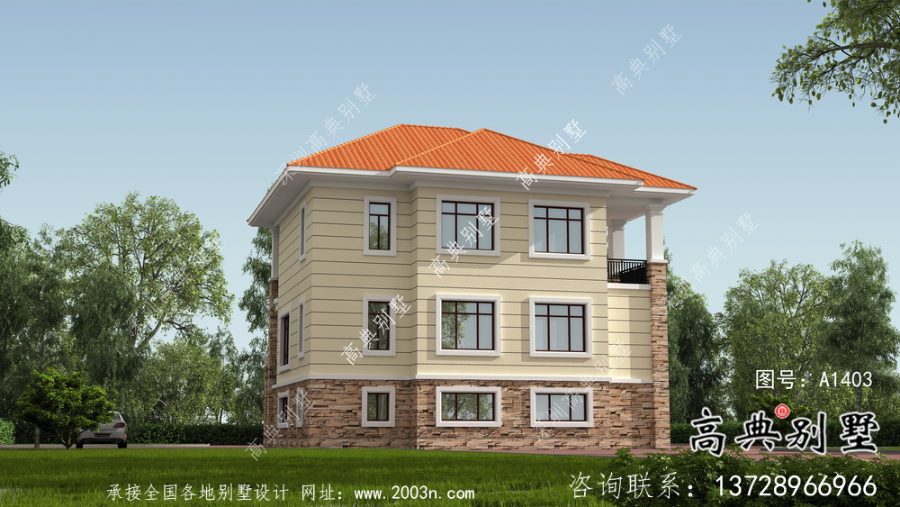 兩層帶地下室意大利風格別墅建筑設計圖