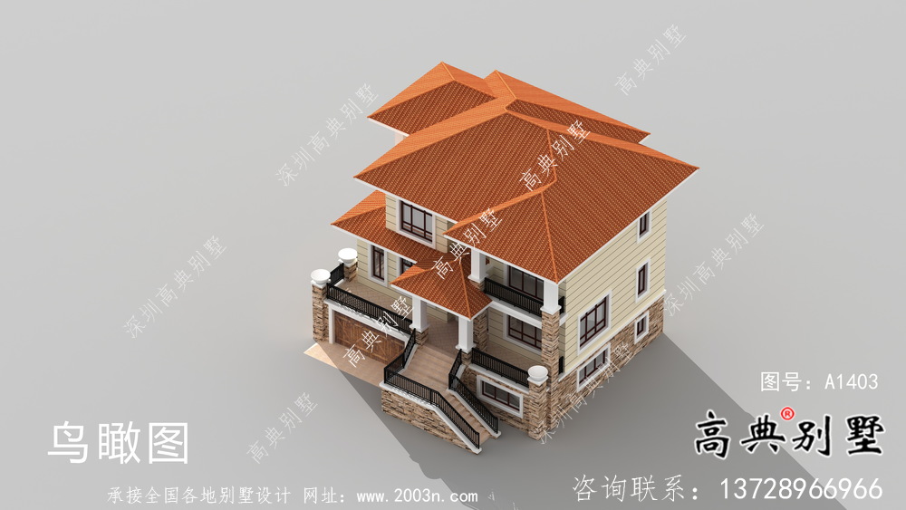 兩層帶地下室意大利風格別墅建筑設計圖