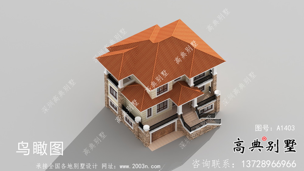 兩層帶地下室意大利風格別墅建筑設計圖