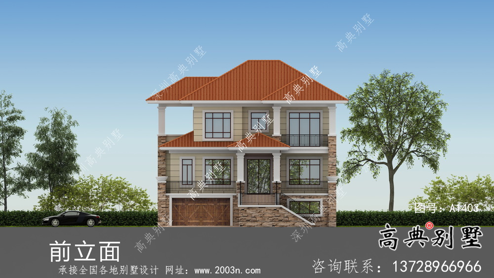 兩層帶地下室意大利風格別墅建筑設計圖