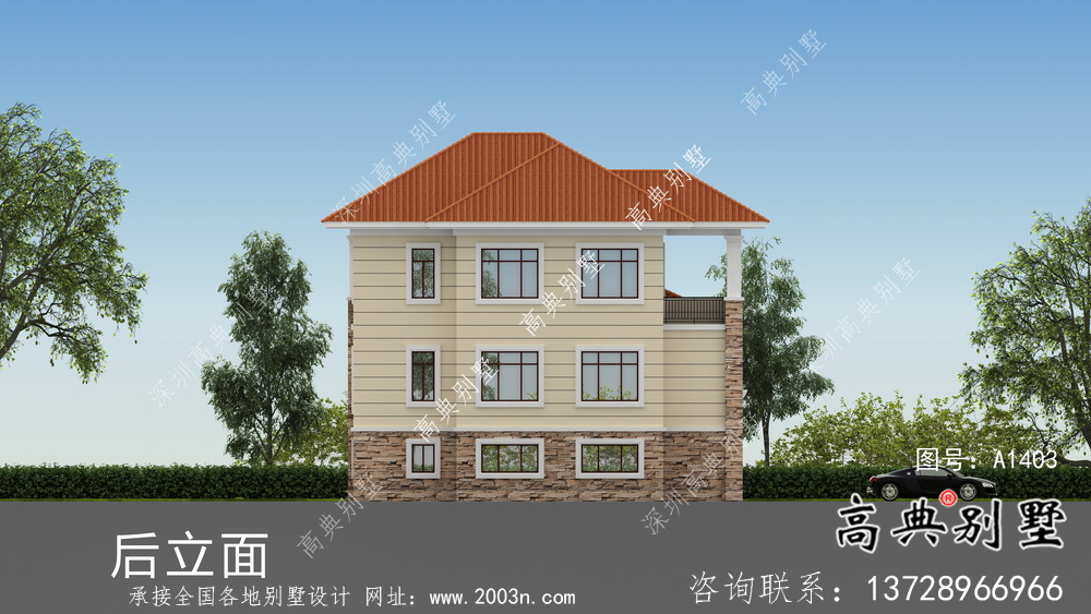 兩層帶地下室意大利風格別墅建筑設計圖