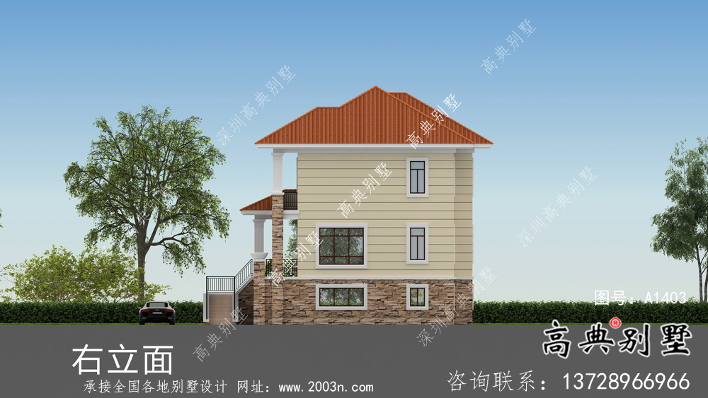 兩層帶地下室意大利風格別墅建筑設計圖