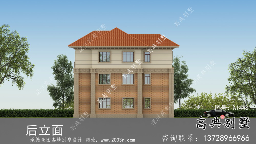 三層雅典大氣的歐式風格別墅設計圖紙