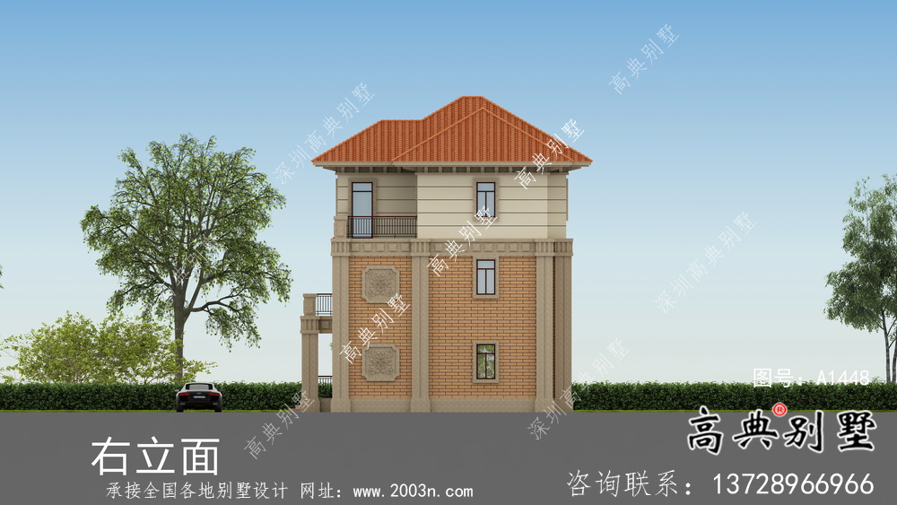 三層雅典大氣的歐式風格別墅設計圖紙