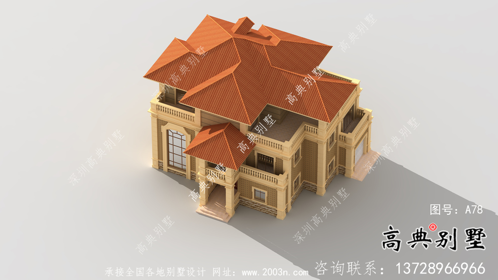 鄉村歐式三層自建別墅效果建筑設計全套圖紙，帶復式客廳！