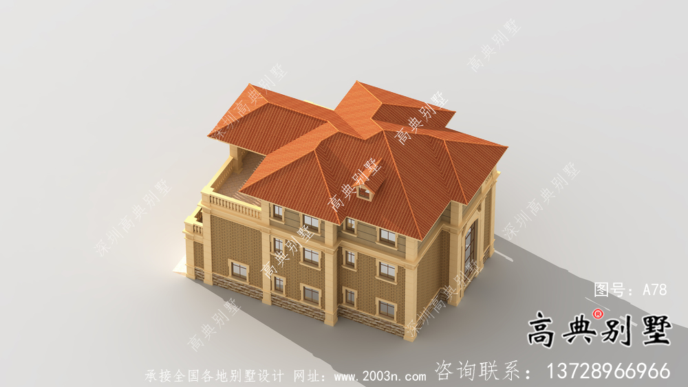 鄉村歐式三層自建別墅效果建筑設計全套圖紙，帶復式客廳！