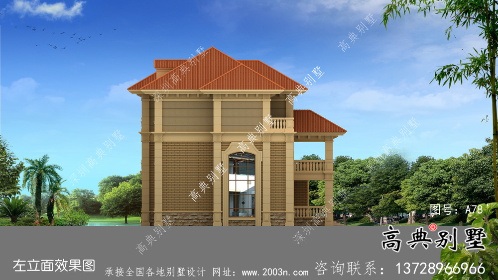 鄉村歐式三層自建別墅效果建筑設計全套圖紙，帶復式客廳！