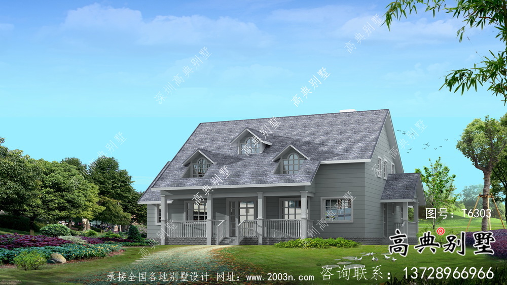 美式別墅單層農村自建別墅效果圖