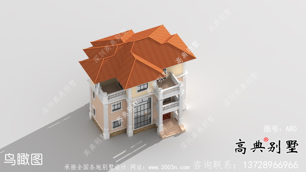 典雅歐式鄉村三層自建別墅設計效果圖