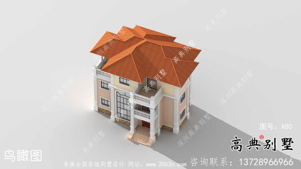 典雅歐式鄉村三層自建別墅設計效果圖