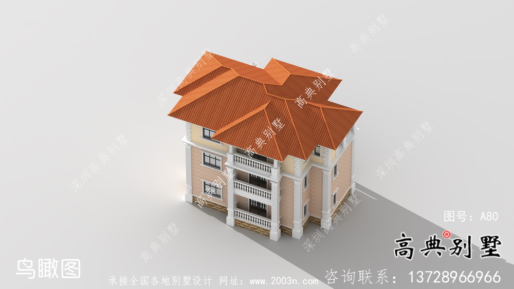 典雅歐式鄉村三層自建別墅設計效果圖